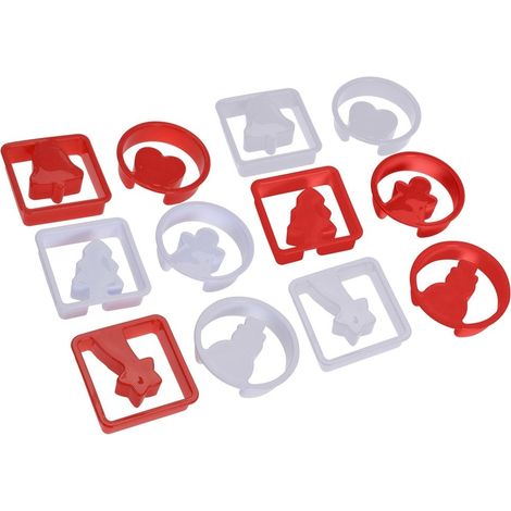 Christmas cookie cutters: 12 durable gingerbread molds in white and red (1/5)