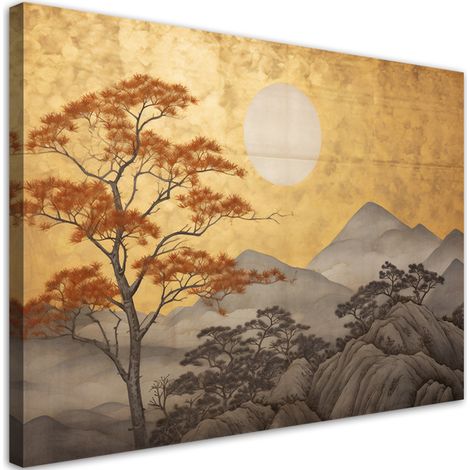 Tableau sur toile Impression pour le salon - Paysage de montagne doré 60x40 (1/5)