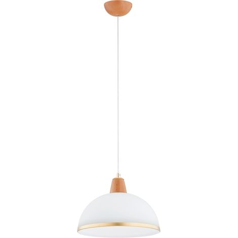 Suspension dôme blanc-or bois Ø30 cm E27 15W Alfa REY (1/3)