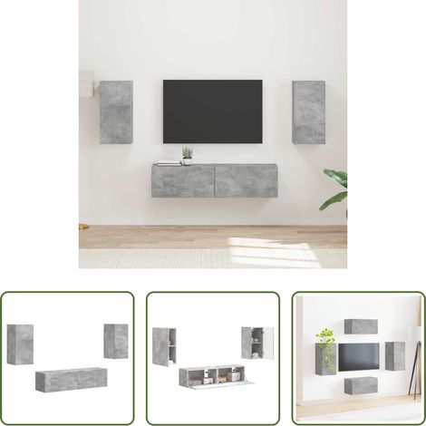 Wohnzimmermöbel - TV-Schrankset 4 pcs Beton Grau Holzwerkstoff (1/5)