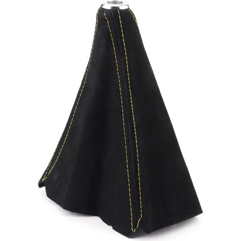 Aramox Couvre-bâton de Soufflet de Levier de Vitesse Universel, Couvercles de Bouton et de Bâton de Levier de Vitesse Intérieur en Daim pour la Plupart des Véhicules(Couture jaune). (1/5)