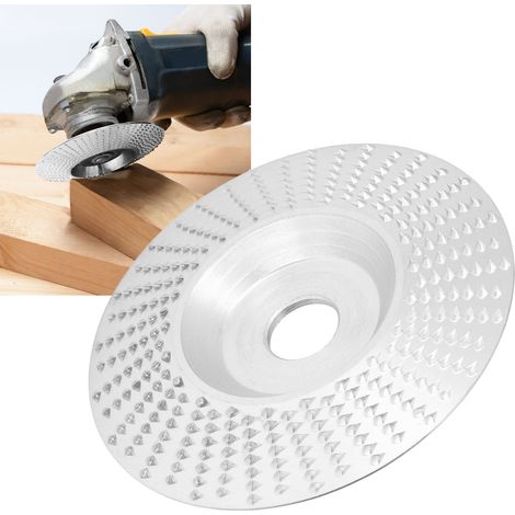 Wolframkarbid-Schleif- und Formscheibe, 100 mm Außendurchmesser, 16 mm Bohrung, für Winkelschleifer, Holzbearbeitung, silberfarben (1/5)