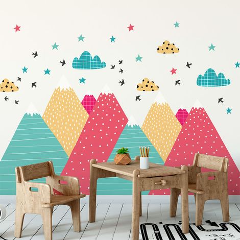 Stickers enfant montagnes scandinaves alenika 80 x 120 cm (1/5)