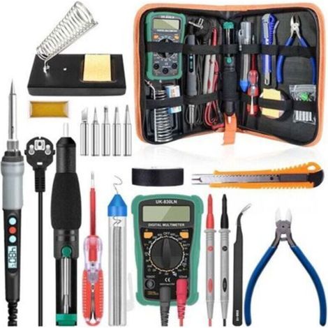 60W Digital Display Electric Soldering Iron Kit 18 Pieces Set Adjustable Temperature 100℃ to 480℃ With Multimeter, TRIMEC (1/5)