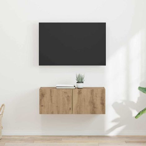 vidaXL Meuble TV mural 2 pcs Chêne artisan Bois d'ingénierie (1/5)