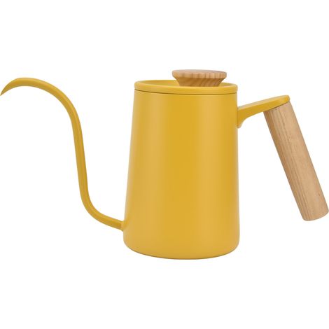Teekessel aus Edelstahl mit langem, dünnem Ausguss, 600-ml-Kaffeekanne, leuchtend gelb, ideal für präzises Aufbrühen (1/5)