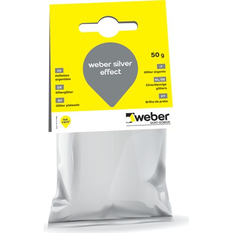 Weber Saint-Gobain Paillettes Argent 50g pour mortier de joint de carrelage, Weber Silver Effect
