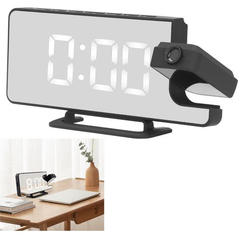 LED-Projektionswecker, Digitaler Spiegelwecker, Wiederaufladbares Licht mit 6 Helligkeitsstufen [Projektionswecker] [EcoTime] [Modell MR6] [Einstellbares Licht] (1/5)