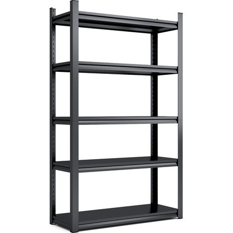 CAIziÉtagère Métallique 5 Niveaux 120x45.7x198cm Charge Lourde 650kg Noir (1/5)