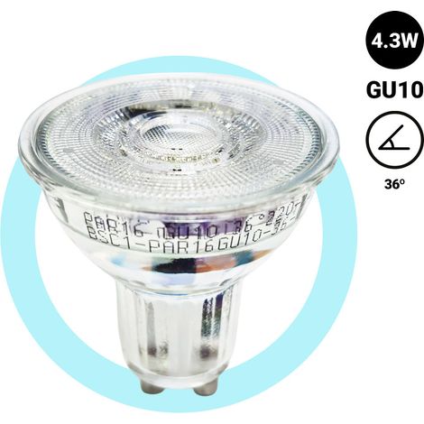 Bombilla LED GU10 4.3W Cristal - 130lm/W - PAR16 - 36° -