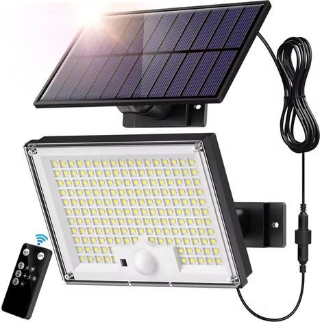172LED Solar Light Outdoor étanche avec capteur de Mouvement Projecteur Télécommande 3 Modes pour Patio Garage Backyard (1/5)