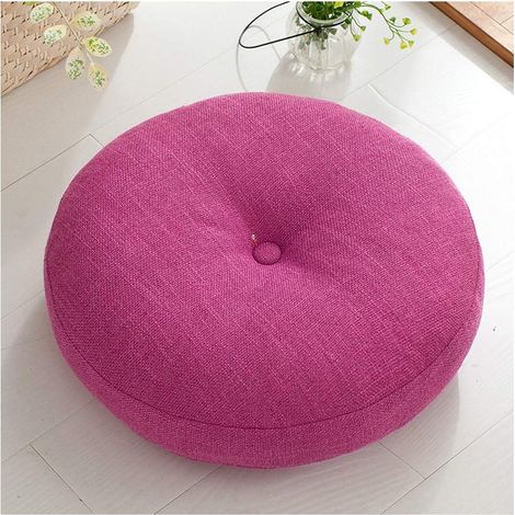 Round Seat Cushion, Cotton Linen Tatami Cushion, Thick Soft Office Chair Cushions, Removable and Washable Indoor Outdoor Seat Cushion, Pink, 40cm (16in) (1/5)
