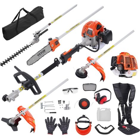 Outils de jardinage multifonction 5 en 1 26CC, taille-haie à essence, débroussailleuse, coupe-bordure, scie sur perche avec (1/5)