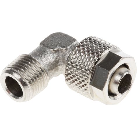 Adaptateur fileté coudé RS PRO 1100 vers Enfichable, 8 mm R 1/8 Mâle ( Prix pour Paquet de 5 )