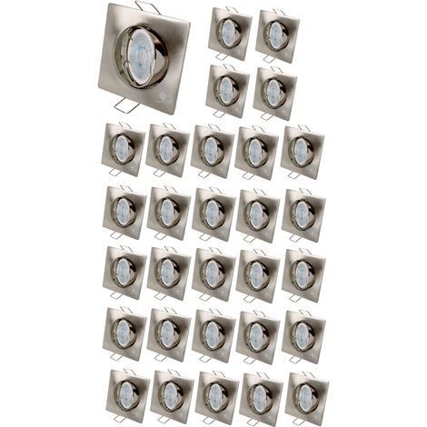 Lot de 30 Spot led carré 230v alu brossé 38° led blanc chaud (1/5)