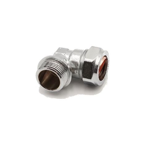 PrimaPlus Chrome Brass Compression Elbow 22mm x 3/4" Male (1/3)