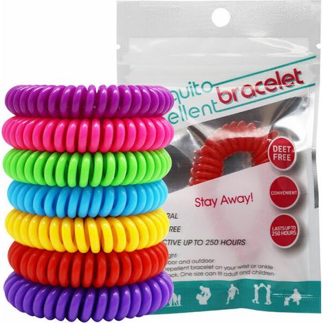 Bracelet anti-moustiques [lot de 10], bandes anti-insectes, moucherons et moustiques - Formule puissante sans DEET - Étanche avec 250 heures / 10 jours de protection pour adultes et enfants de (1/5)