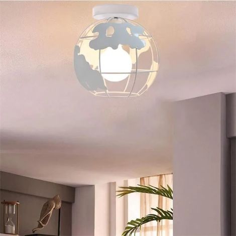 U-Do Plafonnier Industriel Créatif E27 20CM Vintage Lampe de Plafonde Cage en Fer Blanc (1/4)