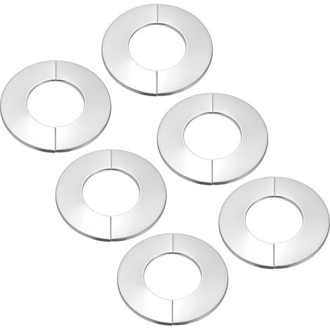 Plaque d'Écussons Auto-Adhésive Ronde en Acier Inoxydable 2.87"/73mm, 6pcs Couverture Murale pour Tuyau d'Eau, Cache Mitigeur Douche Boucles Robinet Chauffage Plomberie, Argenté (1/5)