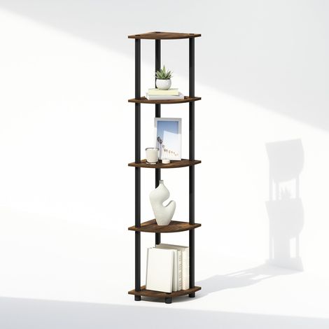 Étagère d'angle, Étagère d'exposition à 5 Niveaux, Unité de Rangement, pour Organisation et Stockage, Salon, Bureau à Domicile, Garage, Chambre, Chêne Ambre (1/5)