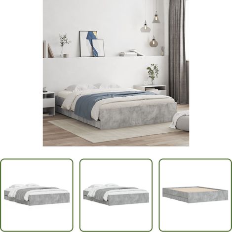 Holzwerkstoff Bett -  Bettgestell mit Schubladen Betongrau 140x200 cm Holzwerkstoff (1/5)