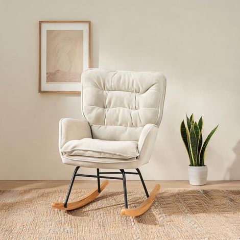 Fauteuil beige en polyester mousse 71 x 98,5 x 97 cm (1/5)