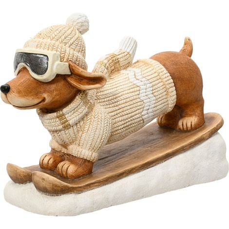 Cane sugli sci in magnesio 49,5 x 20 x 24 cm crema Peraga Christmas