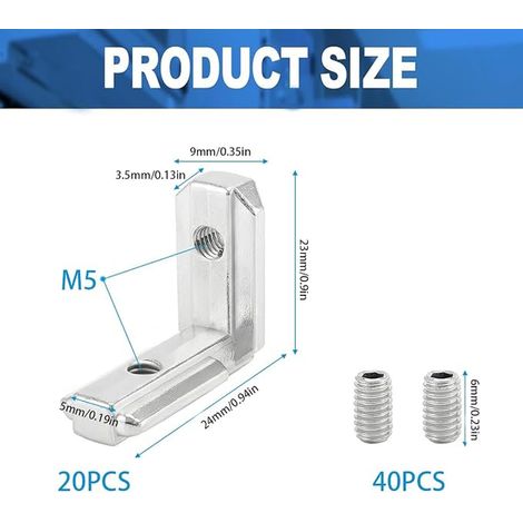 Connecteur d'angle profilés en aluminium, Aluprofil Angle Raccordeur (1/4)