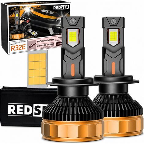 Bombillas LED 9007 para faros de coche REDSEA, 300 W, 30000 lm, negro y dorado (1/5)