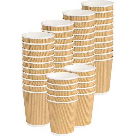 Bicchieri Ripple Cup di Carta monouso Triplo Strato doppia Parete isolante Havana Beige – riciclabili PE per bevande da asporto Caffè, Tè, Cappuccino, Cocktail, Birra, vino (350 ml/12 oz) (500 pezzi) (1/5)