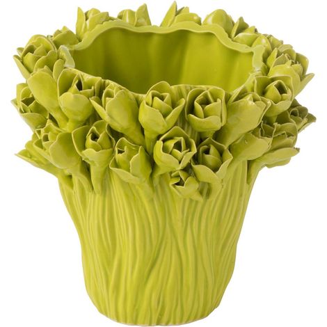 Vase Déco en Grès "Ambrosia" 19cm Vert