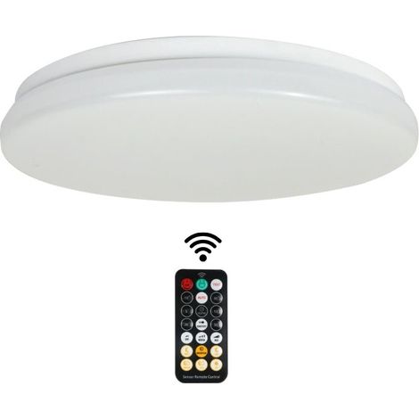 Plafonnier LED 18W IP44 avec Détecteur et Télécommande - Blanc Neutre 4000K - 5500K - SILAMP