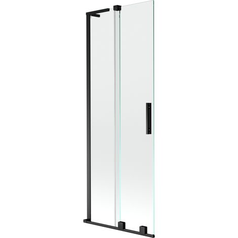 Mexen Velar L paroi de baignoire 2 volets coulissante 70 x 150 cm, transparent, noir - 896-070-003-01-70 (1/2)