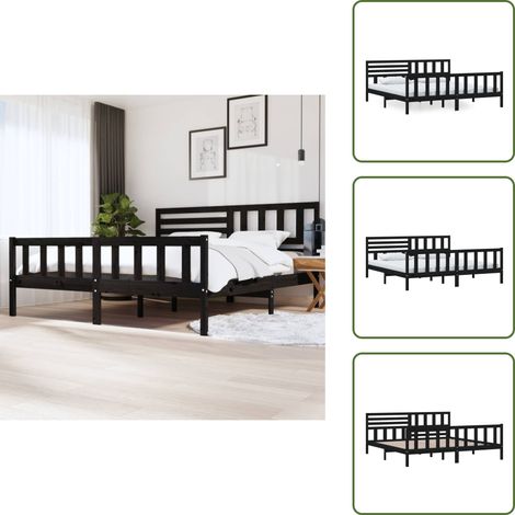 Massivholzbett Schwarz 200x200 cm - Holzbett - Massivholzbette - Doppelbett - Schwarzes Bett - Kiefernbett (1/5)