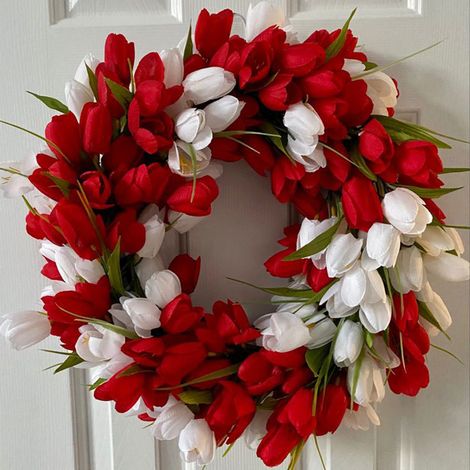 Künstlicher Blumenkranz 40 cm, realistischer Türkranz, künstliche Blumendekoration für Hochzeiten und Feste, Typ 4 (1/2)