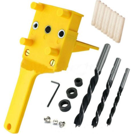 41 pezzi dima per foratura di tasselli, kit dima per foratura di tasselli, dima per foratura di tasselli per lavorazione del legno con foro dritto con tassello di centraggio da 6/8/10 mm per tasselli (1/4)