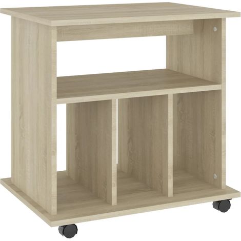 Armoire à roulettes moderne 60 x 45 x 60 cm rangement polyvalent design en bois d'ingénierie chêne sonoma (1/4)