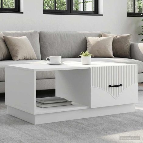 vidaXL Coffee Table White 90 x 50 x 37 cm Engineered Wood (1/5)