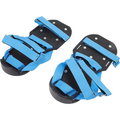 Chaussures aérateur de pelouse, chaussures scarificatrices de jardin, chaussures à pointes pour l'aération du sol, pour terrasse, jardin et pelouse (bleu) (1/5)