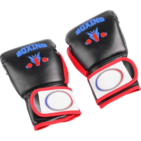 Atmungsaktive und verstellbare Boxhandschuhe aus Leder mit Klettverschluss für Männer, Frauen, Erwachsene und Kinder, 227 g (8 oz), schwarz. (1/4)