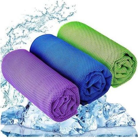 Serviette rafraîchissante en microfibre (100 x 30 cm) pour le cou, le yoga, le golf, la salle de sport et activités. (1/4)