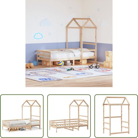vidaXL Holzbett - Tagesbett mit Dach 80x200 cm Massivholz Kiefer (1/5)