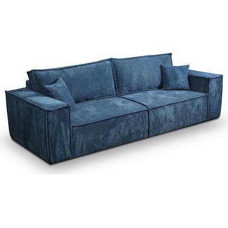 4-Sitzer Schlafsofa mit Bettkasten Isaac Cord Blau