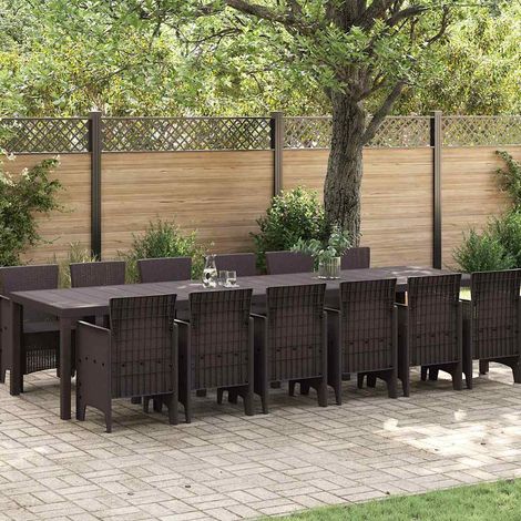 Garden Dining Set 13 pcs Brown Polt rattan vidaXL (1/5)