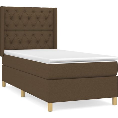 Maison Exclusive - Cama box spring con colchón tela marrón oscuro