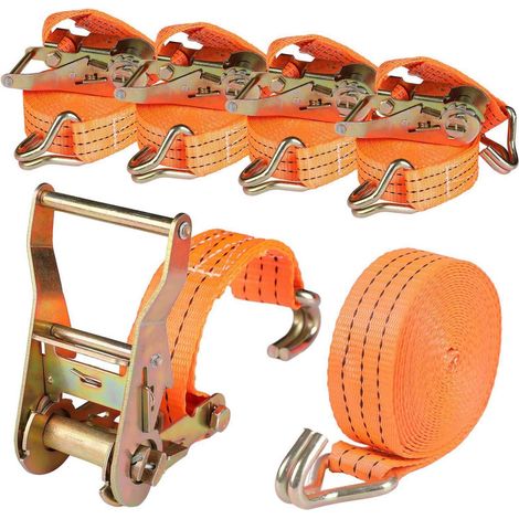 4er Set Spanngurte mit Ratsche und Haken 6m 40mm 3000kg Zurrgurte für Ladungssicherung (1/5)