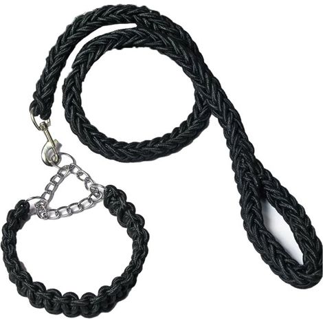 Ensemble collier et laisse pour chien, laisse en corde et collier de dressage pour chiens de petite, moyenne et grande taille (1/5)