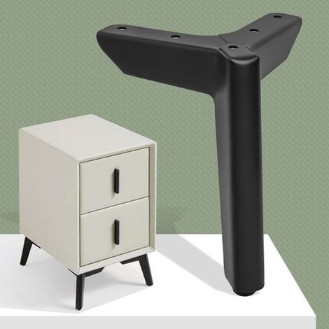 Mattschwarze Möbelfüße, 10 cm hoch, 1,8 mm dick, Set mit 4 robusten Stützen für Kleiderschrank, Sofa, Sideboard und Schrank. (1/5)