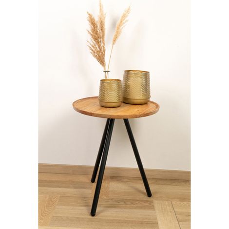 Beistelltisch aus Mangoholz 44,5cm Couchtisch Kaffeetisch Sofatisch Holztisch Beistellmöbel Ablagetisch Wohnzimmertisch Serviertisch Dekotisch Nebentisch Tisch (1/3)