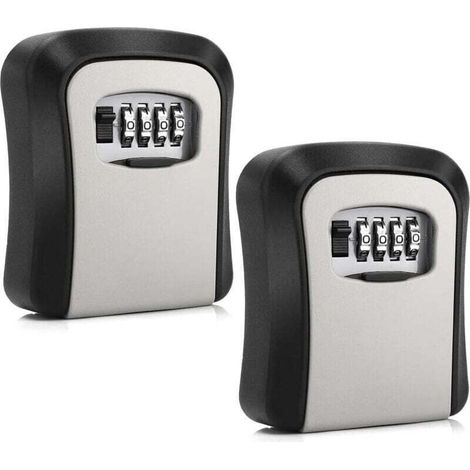 Wall Mounted Key Safe with Combination Lock, 4 Digit Code, Black and Grey, Pack of 2 (1/4)